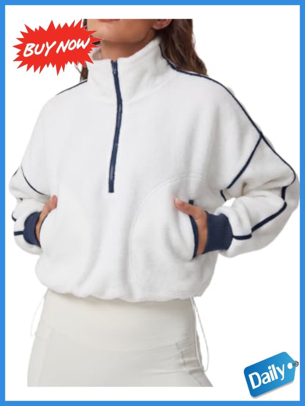 Half Zip Fleece Short Pullover Sweatshirt Sherpa Sweater Top